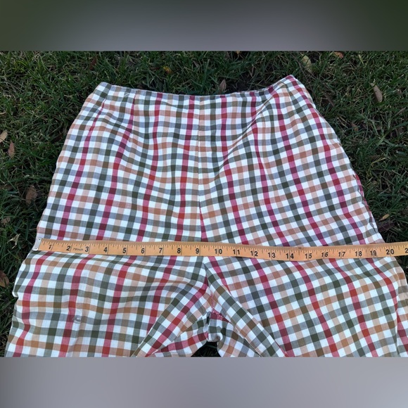 60s Vintage High Waisted Gingham Plaid Cigarette Pant Capris Sz M - Picture 6 of 9